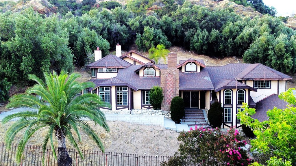 an aerial view of a house