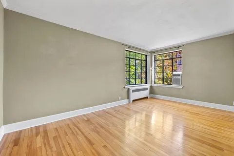 an empty room with windows