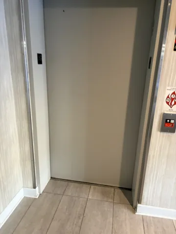 a view of a closet and window