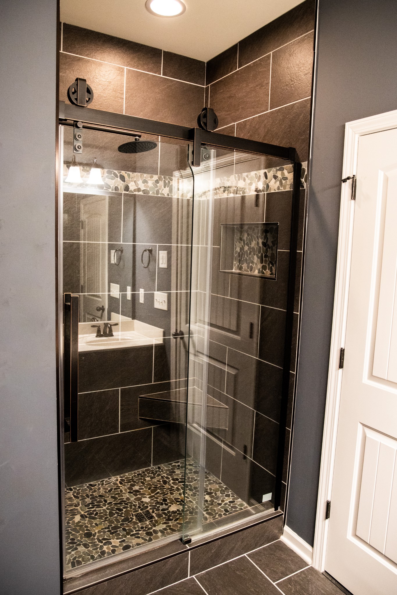 2030 Lincoln Road Spring Hill, TN 37174 - Photo 17 of 29 a bathroom with a shower and a mirror