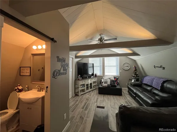 a living room with furniture