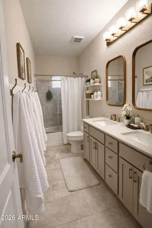 a front view of a building with lot of cars and trees