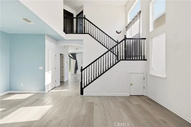 a view of staircase with white walls and white walls