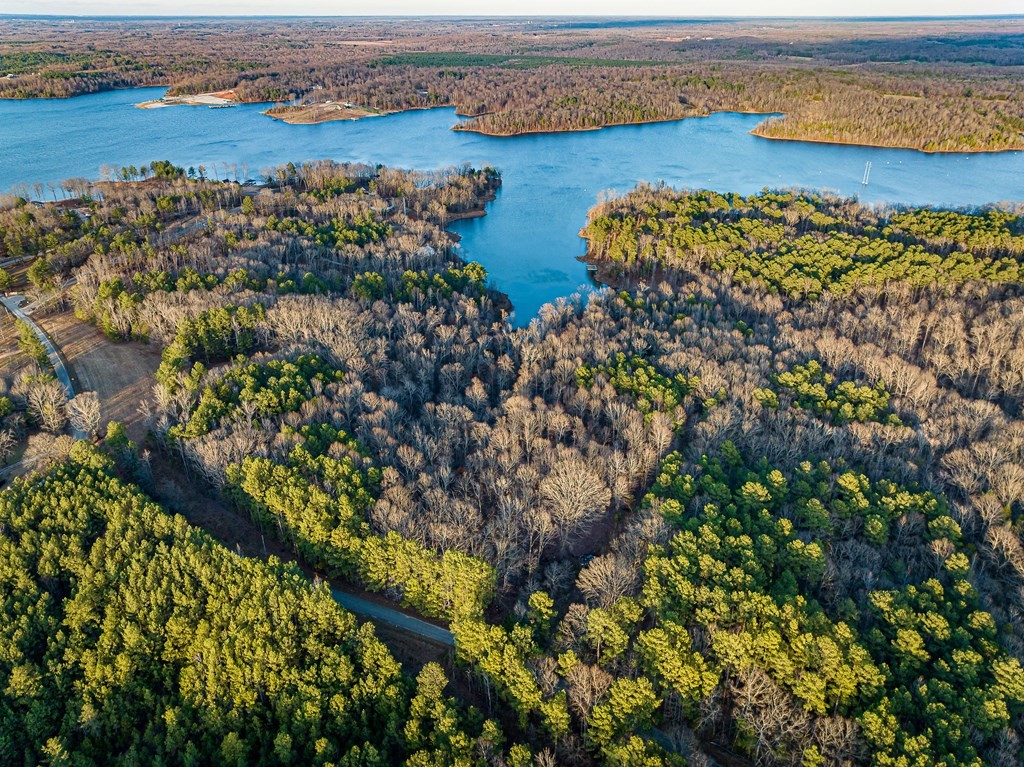 a view of a lake with a building
