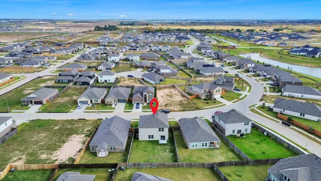 an aerial view of a house having outdoor space