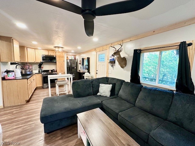 44 Moores Road New Cumberland, WV 26047 - Photo 5 of 27 Living room featuring ceiling fan