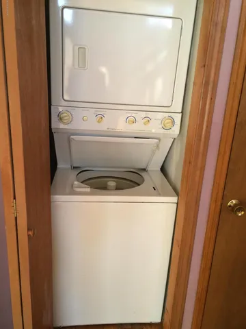 a close up view of washer and dryer