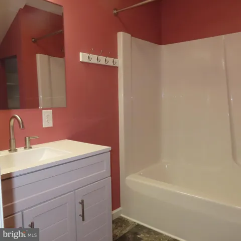 a bathroom with a bathtub