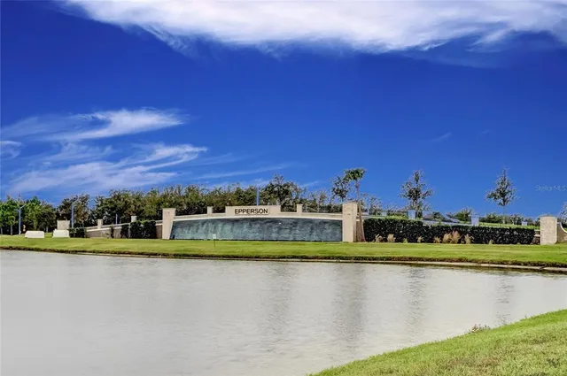 a view of a lake with houses