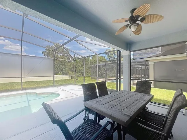 a house view with a backyard space