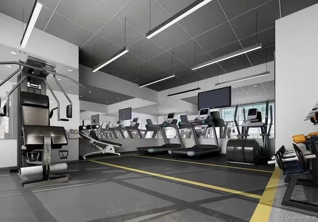a view of a room with gym equipment