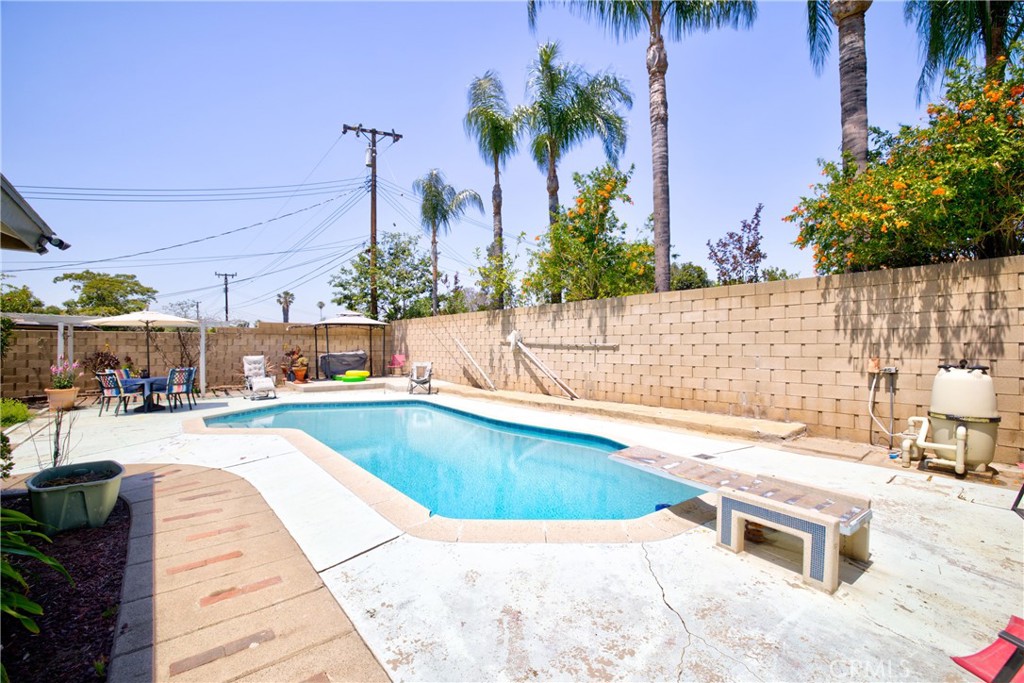 1140 North Belden Avenue Rialto, CA 92376 - Photo 25 of 37 a swimming pool with outdoor seating and yard