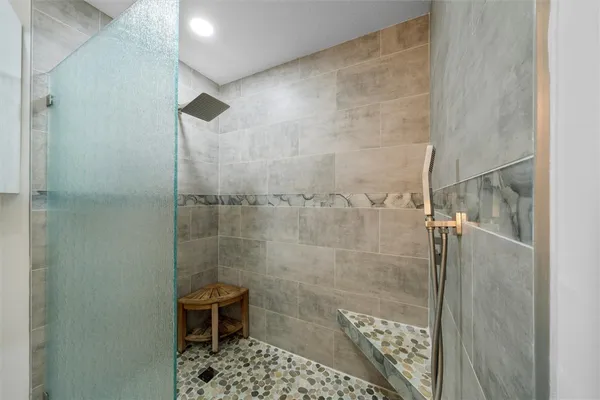 a bathroom with a shower