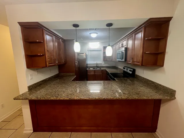 a view of a kitchen counter space