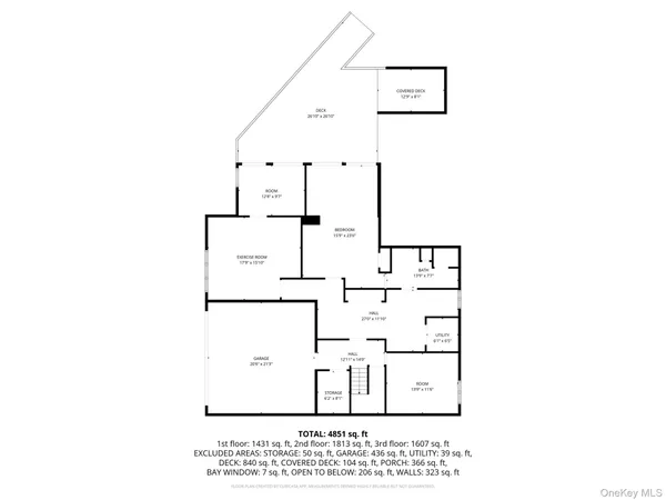 a view of a hallway with a large mirror and a white refrigerator