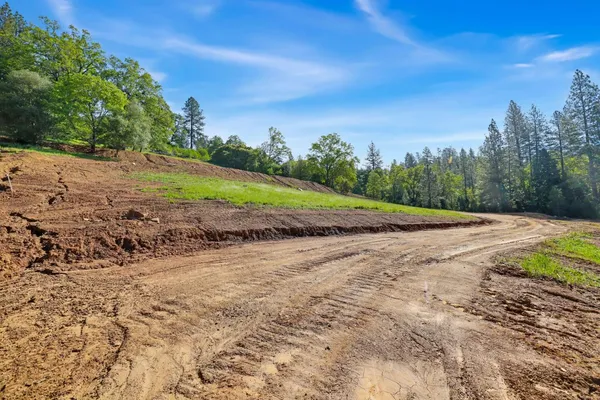 a view of a road with a yard