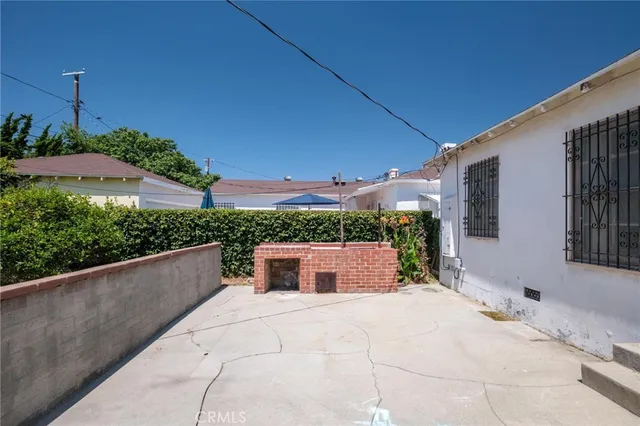 a view of a terrace with a bench