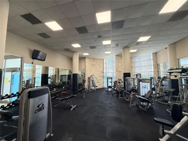 a view of a room with gym equipment