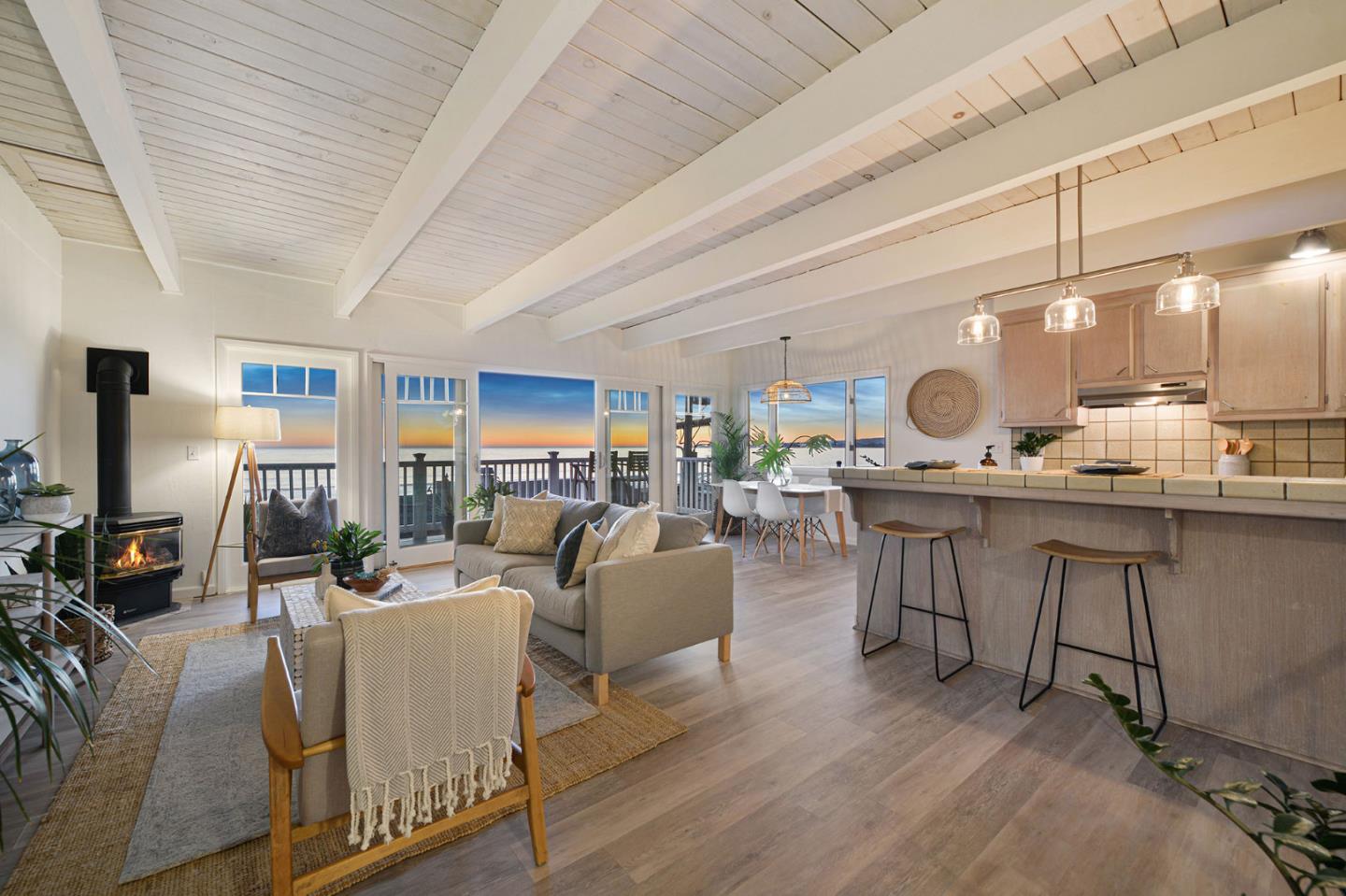 615 Beach Drive Aptos, CA 95003 - Photo 4 of 37 a living room with lots of furniture and kitchen view