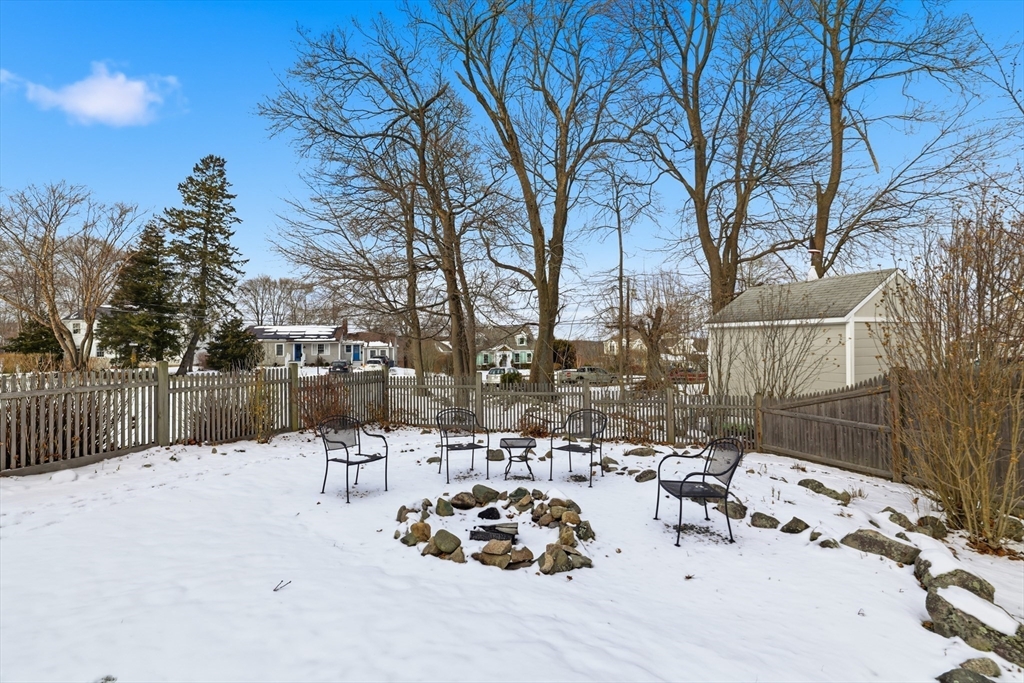 63 Bancroft Road Cohasset, MA 02025 - Photo 31 of 41 a view of a backyard of snow