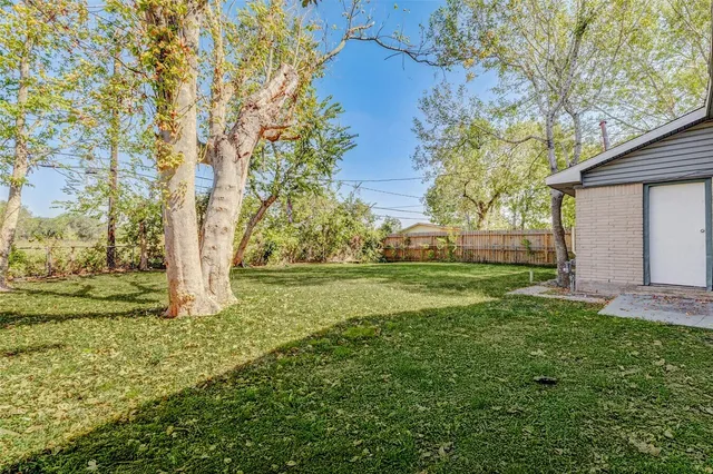 a view of backyard with green space