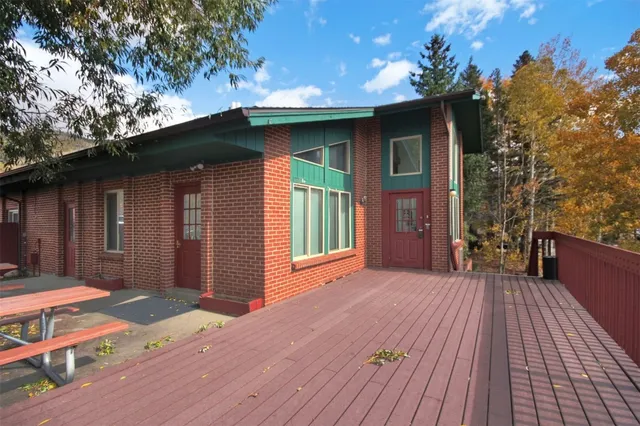 a porch with seating space