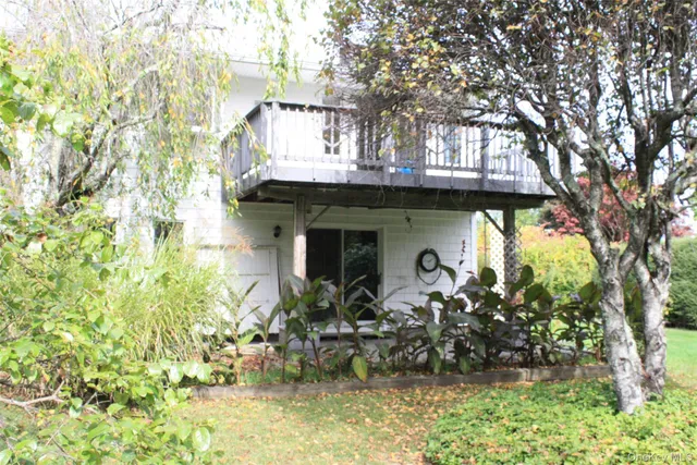 a front view of a house with patio