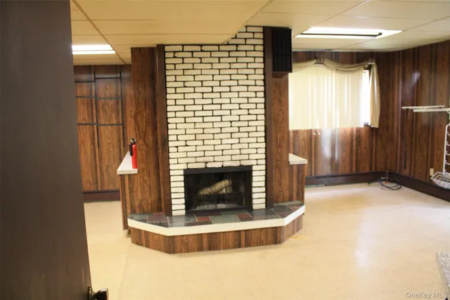 a living room with a fireplace