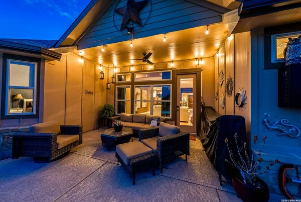 a view of a park with large trees