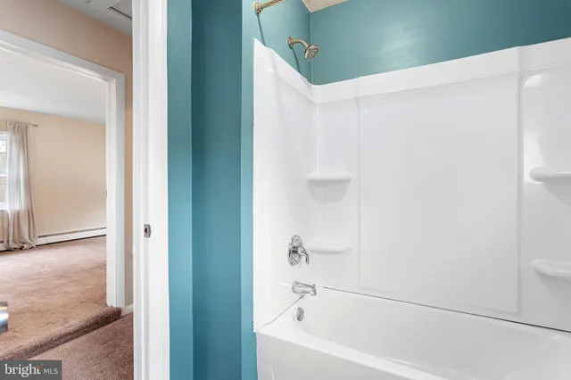 a bathroom with a bathtub