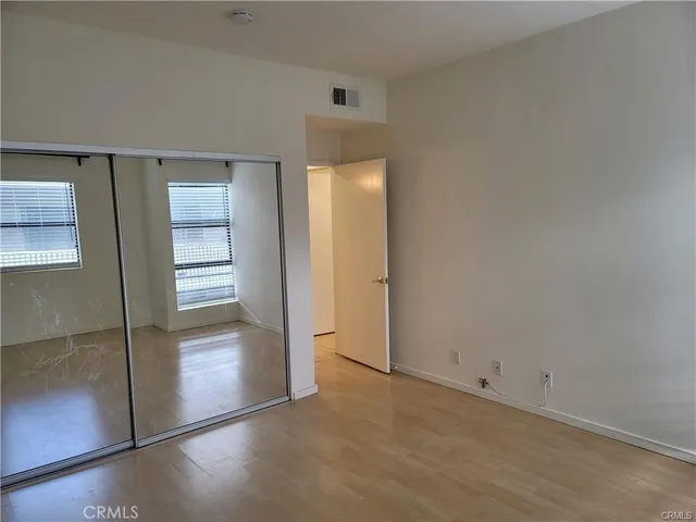 an empty room with closet