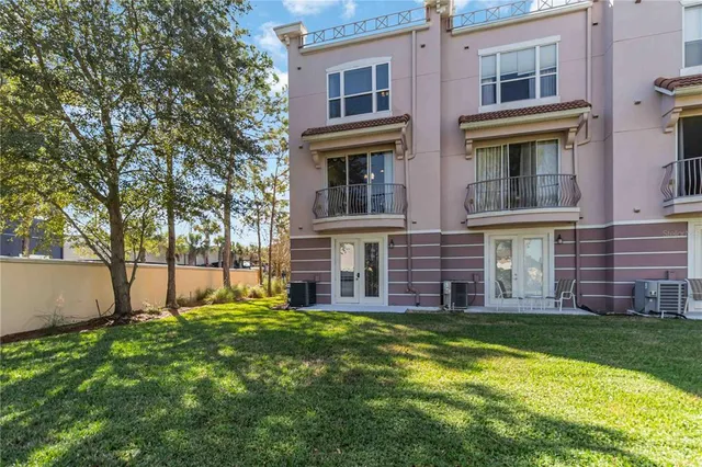 front view of a building with a yard