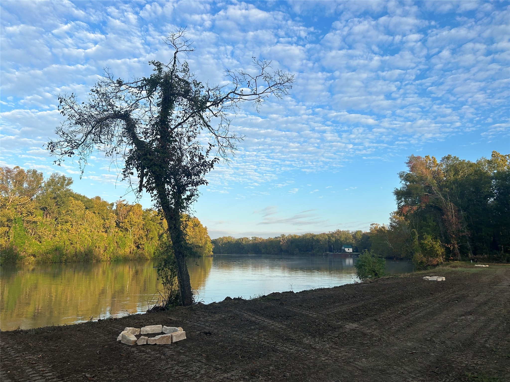 a view of a lake with a mountain