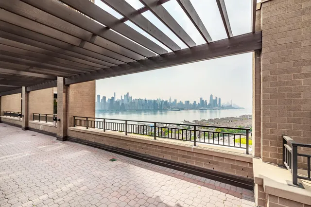 a view of a building from a balcony