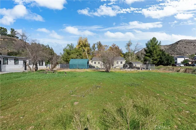 a view of yard with grass and trees
