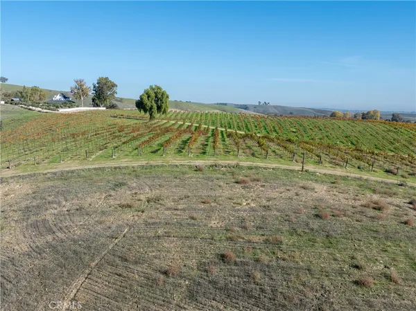 a view of a field with an ocean