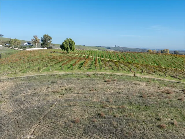 a view of a field with an ocean