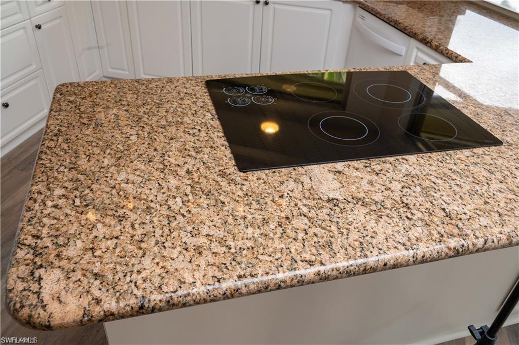 5654 Eichen Circle Fort Myers, FL 33919 - Photo 24 of 47 Kitchen view of light stone counters, black electric cooktop, white cabinetry, and dishwasher