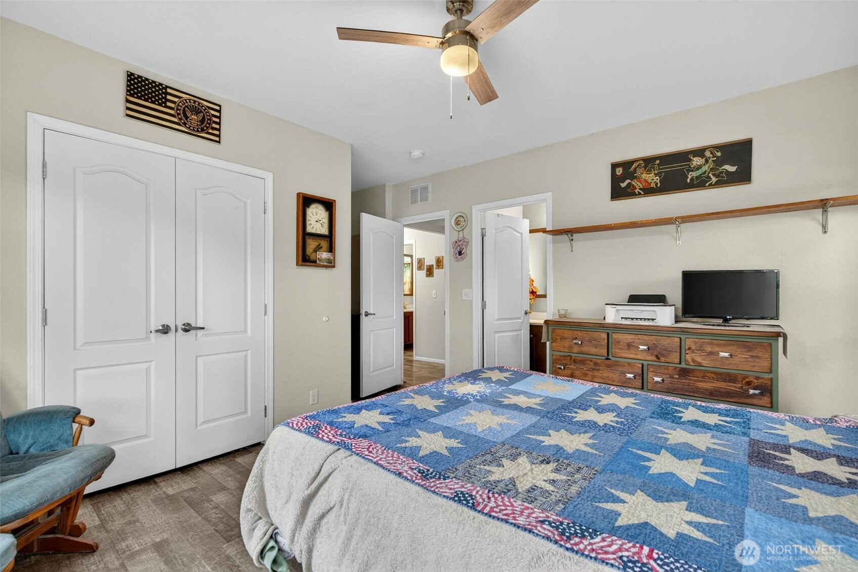 2 Crow Lane McCleary, WA 98557 - Photo 30 of 36 a bedroom with a bed and a flat tv screen on dresser