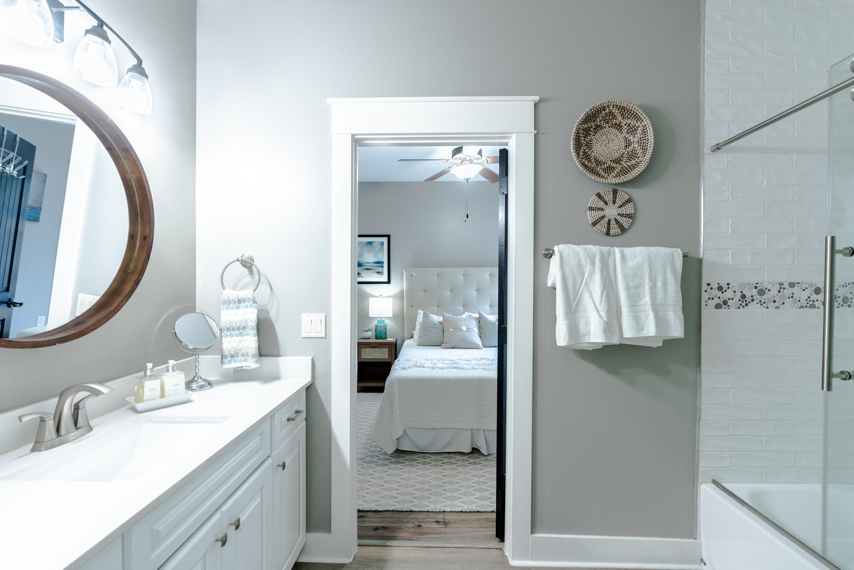 11 West Willow Mist Road Inlet Beach, FL 32461 - Photo 27 of 45 a bathroom with a sink a mirror and shower