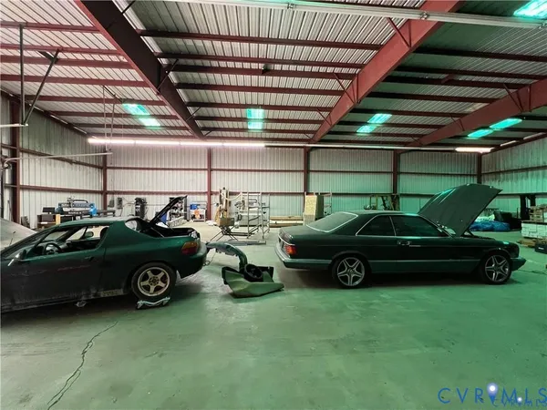 a car parked in a garage