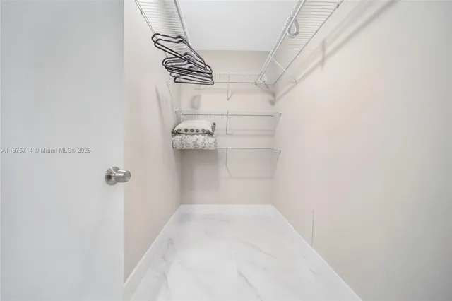 a view of small space with racks on the wall