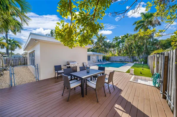 a view of a chairs and table in the patio