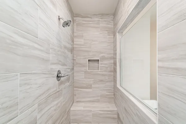 a bathroom with a shower