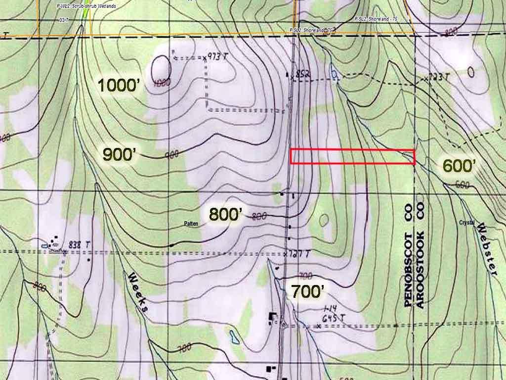 Lot 16 Rte 11 Patten, ME 04765 - Photo 2 of 32 topo-map-land-patten-zannin