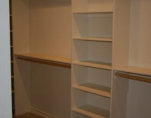 a view of an empty walk in closet