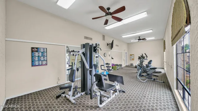 a view of a room with gym equipment