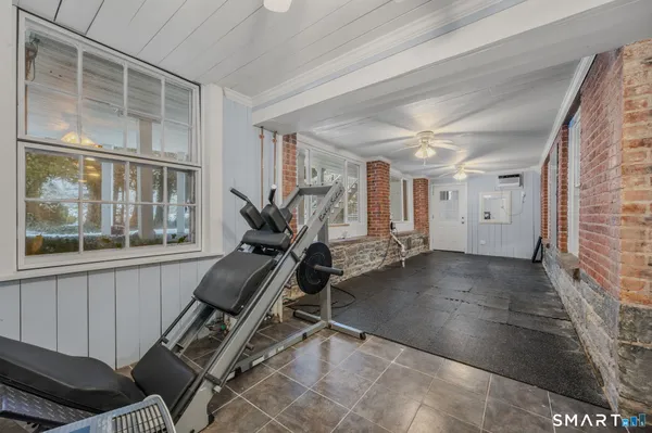 a view of a room with gym equipment