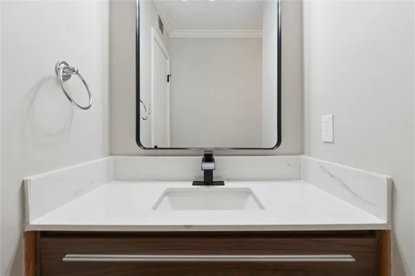 a close view of a sink and tap