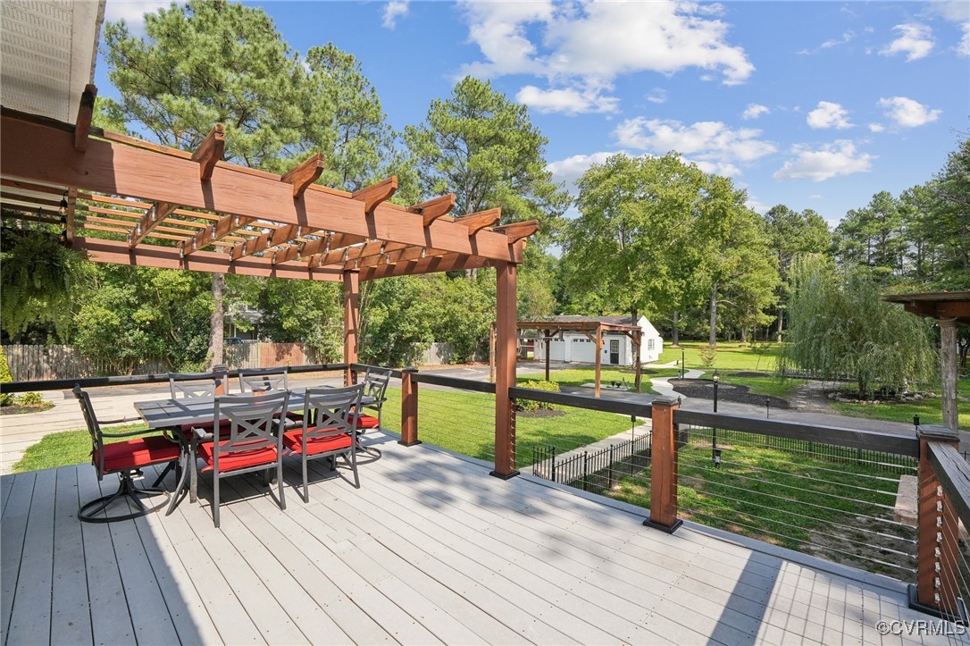 7101 Conifer Road Richmond, VA 23237 - Photo 9 of 50 a view of a deck with chairs and a yard with wooden floor